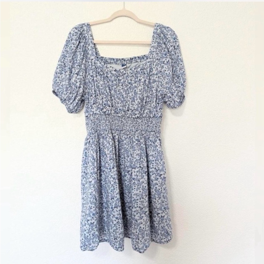 Waist-Defined Puff-Sleeve Scoop-neck Smocked Country Floral Print - Picture 2 of 10